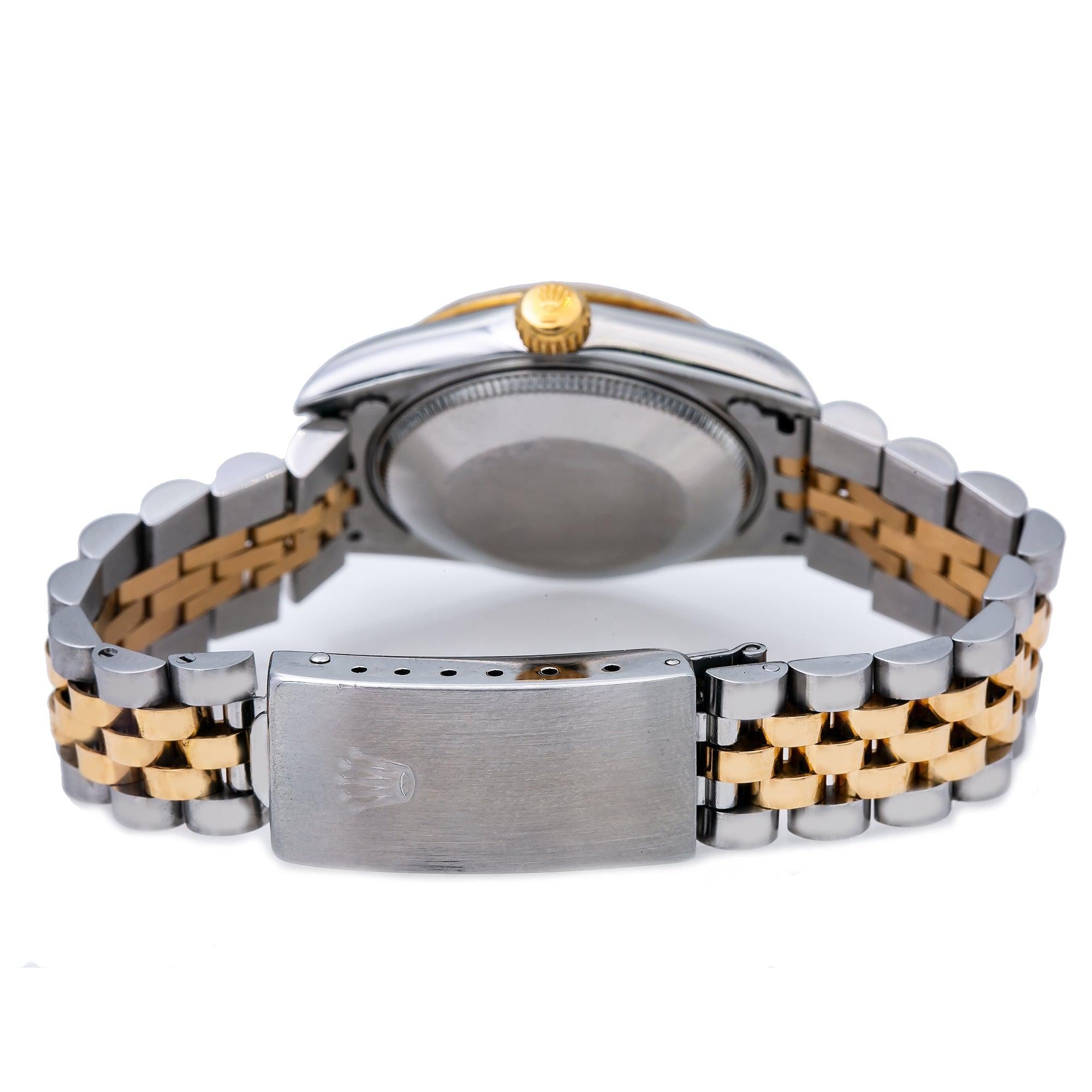 Rolex Datejust 31MM 6824 Blue Diamond Dial Fluted Bezel Two Tone Yellow Gold Jubilee Bracelet
