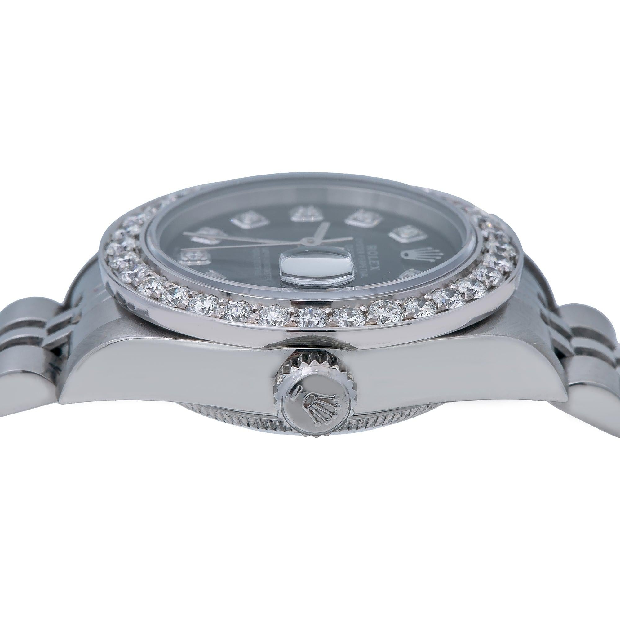 Rolex Datejust 26MM 6917 Black Diamond Dial Diamond Bezel Stainless Steel Jubilee Bracelet 0.9ct