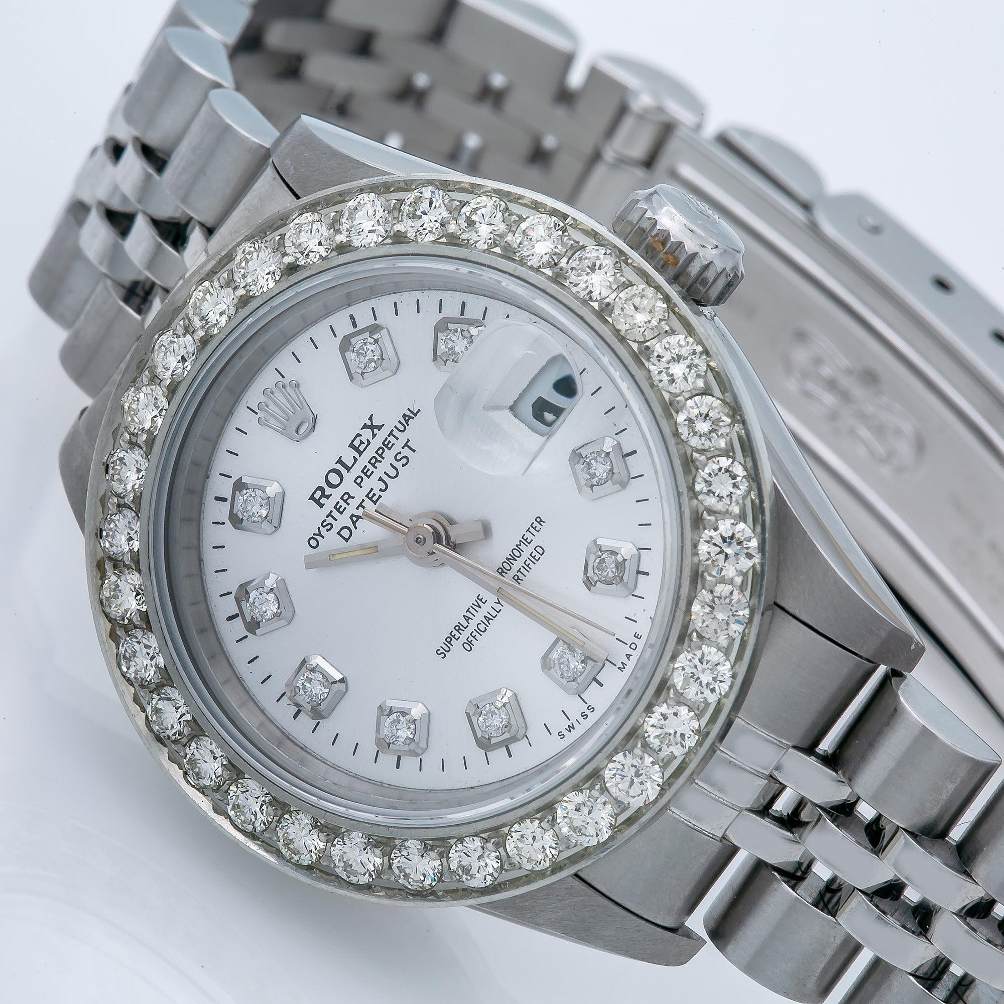 Rolex Datejust 26MM 6917 Silver Diamond Dial Diamond Bezel Stainless Steel Jubilee Bracelet 0.9ct