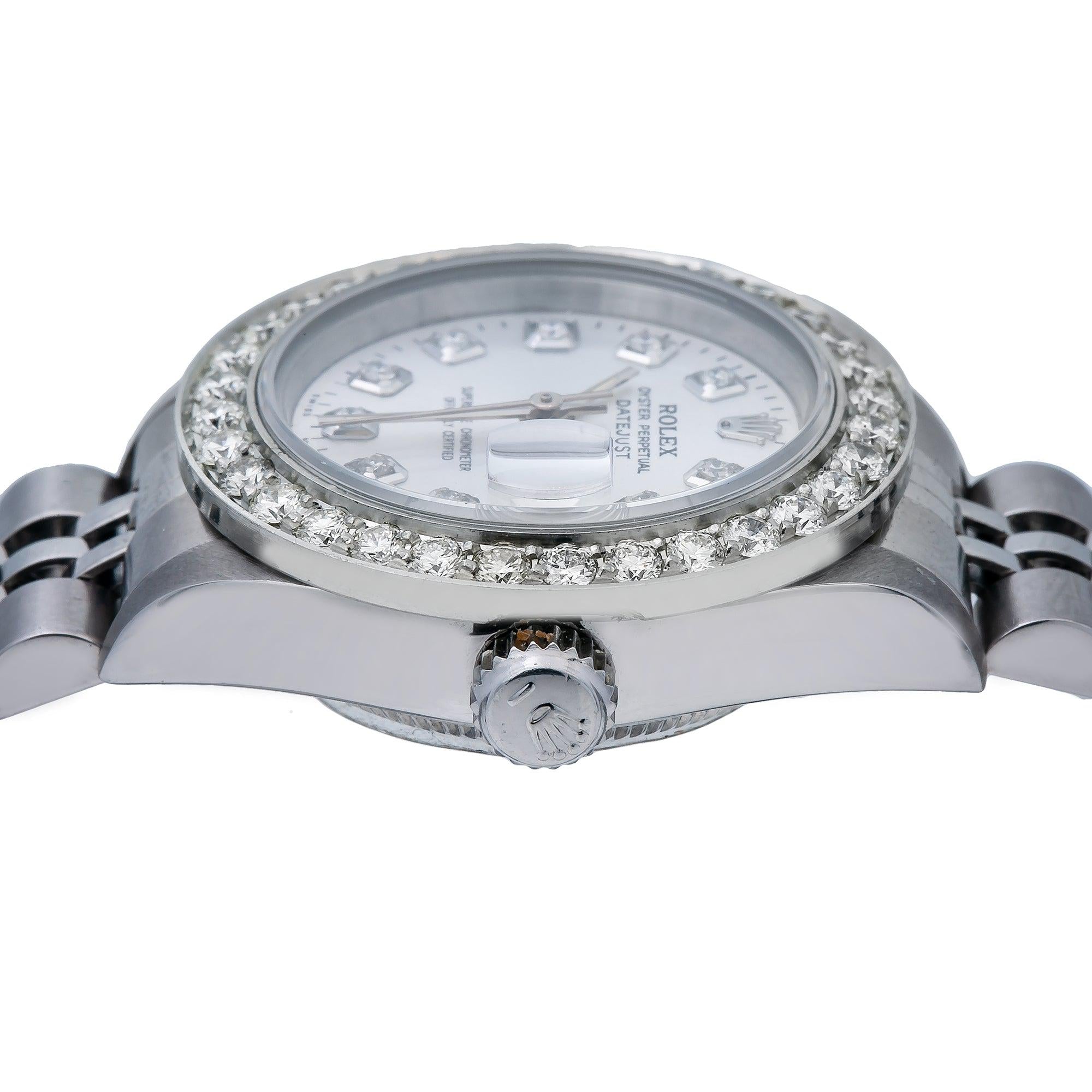 Rolex Datejust 26MM 6917 Silver Diamond Dial Diamond Bezel Stainless Steel Jubilee Bracelet 0.9ct