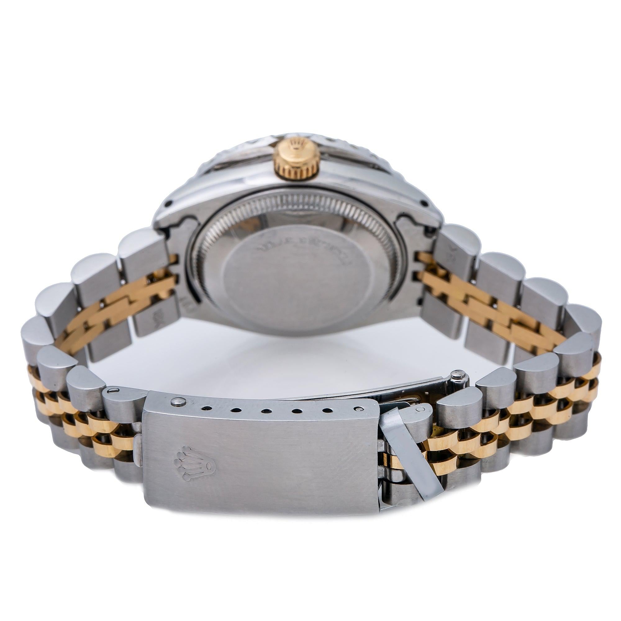 Rolex Datejust 26MM 69173 White Diamond Dial Diamond Bezel Two Tone Yellow Gold Jubilee Bracelet 1.8ct