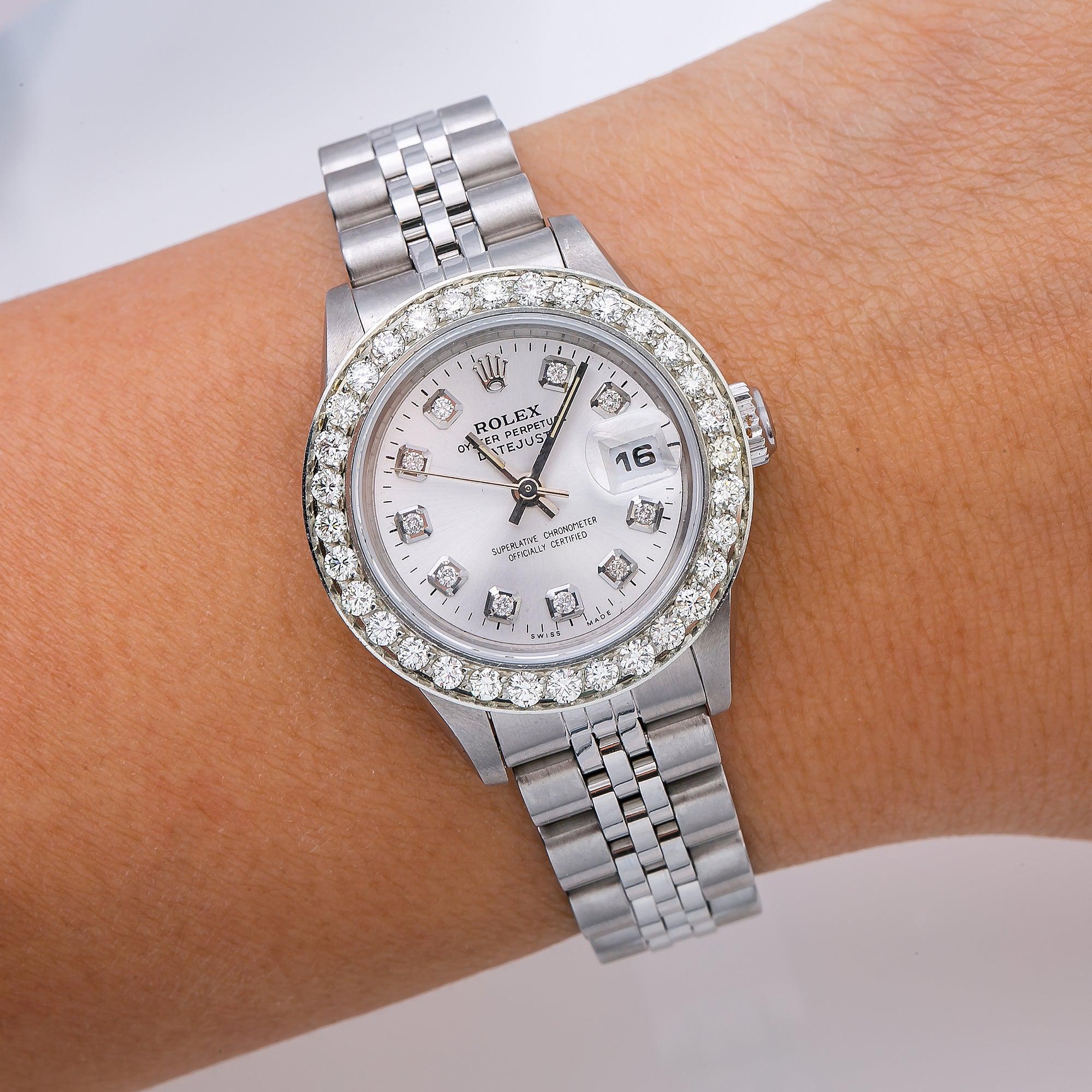 Rolex Datejust 26MM 6917 Silver Diamond Dial Diamond Bezel Stainless Steel Jubilee Bracelet 0.9ct
