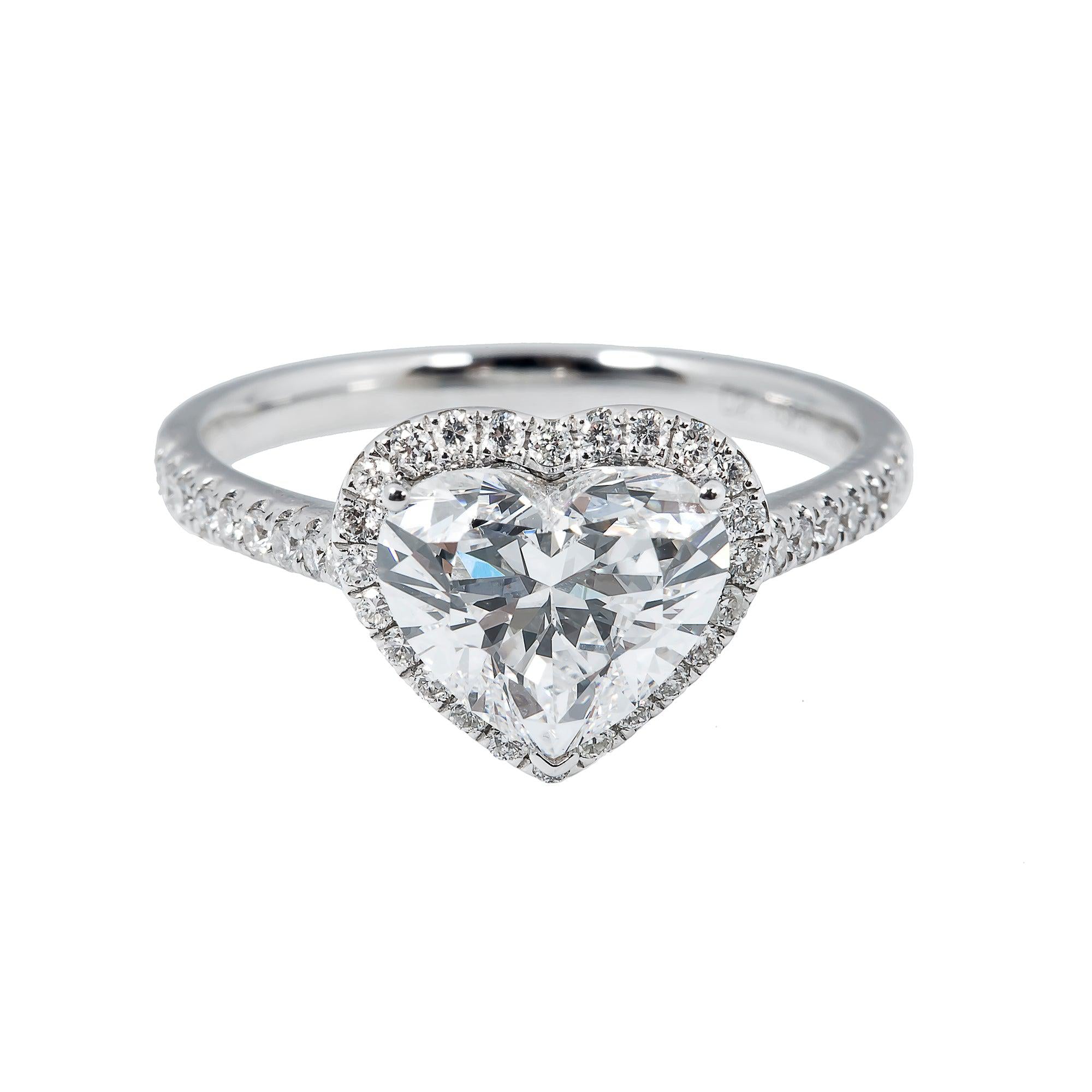 18K GOLD HALO LAB DIAMOND HEART RING 2.49 CTW