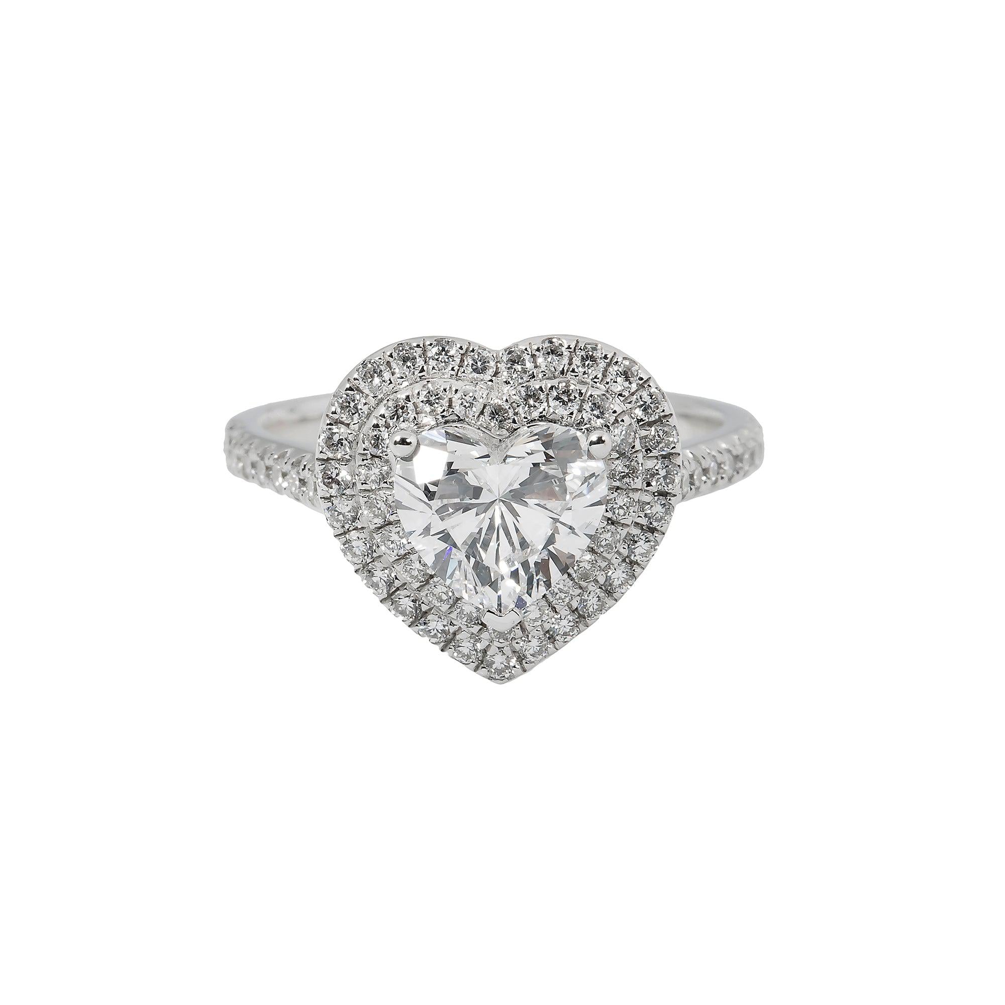 18K GOLD CLUSTER HALO LAB DIAMOND HEART RING 2.05 CTW