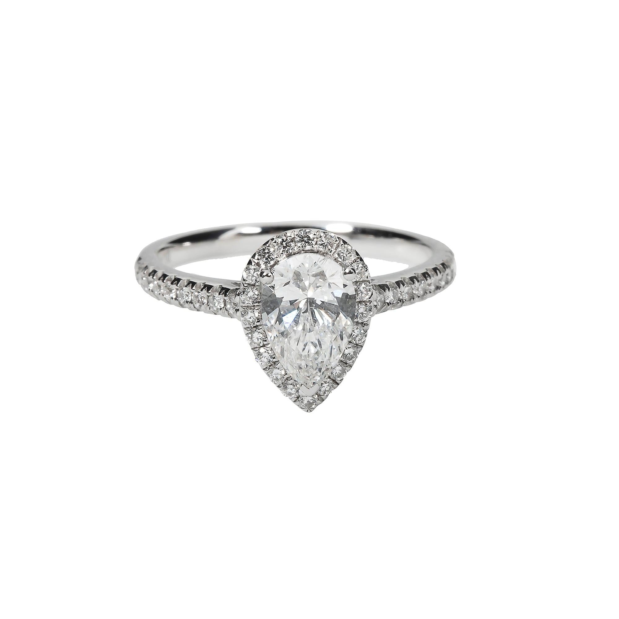 18K GOLD PEAR LAB DIAMOND RING 1.36 CTW