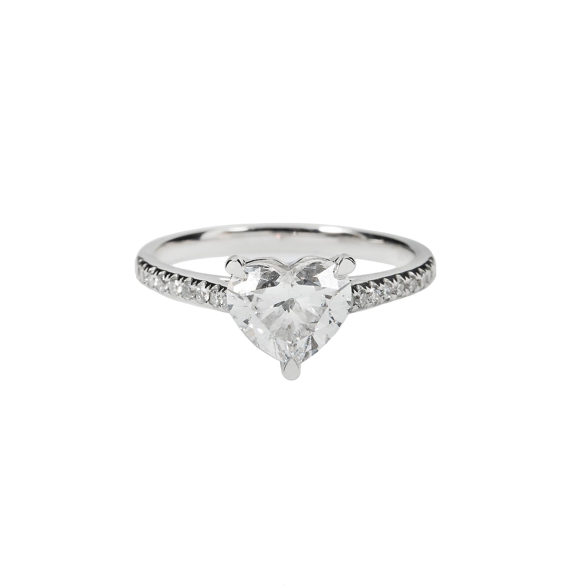18K GOLD LAB DIAMOND HEART RING 1.87 CTW