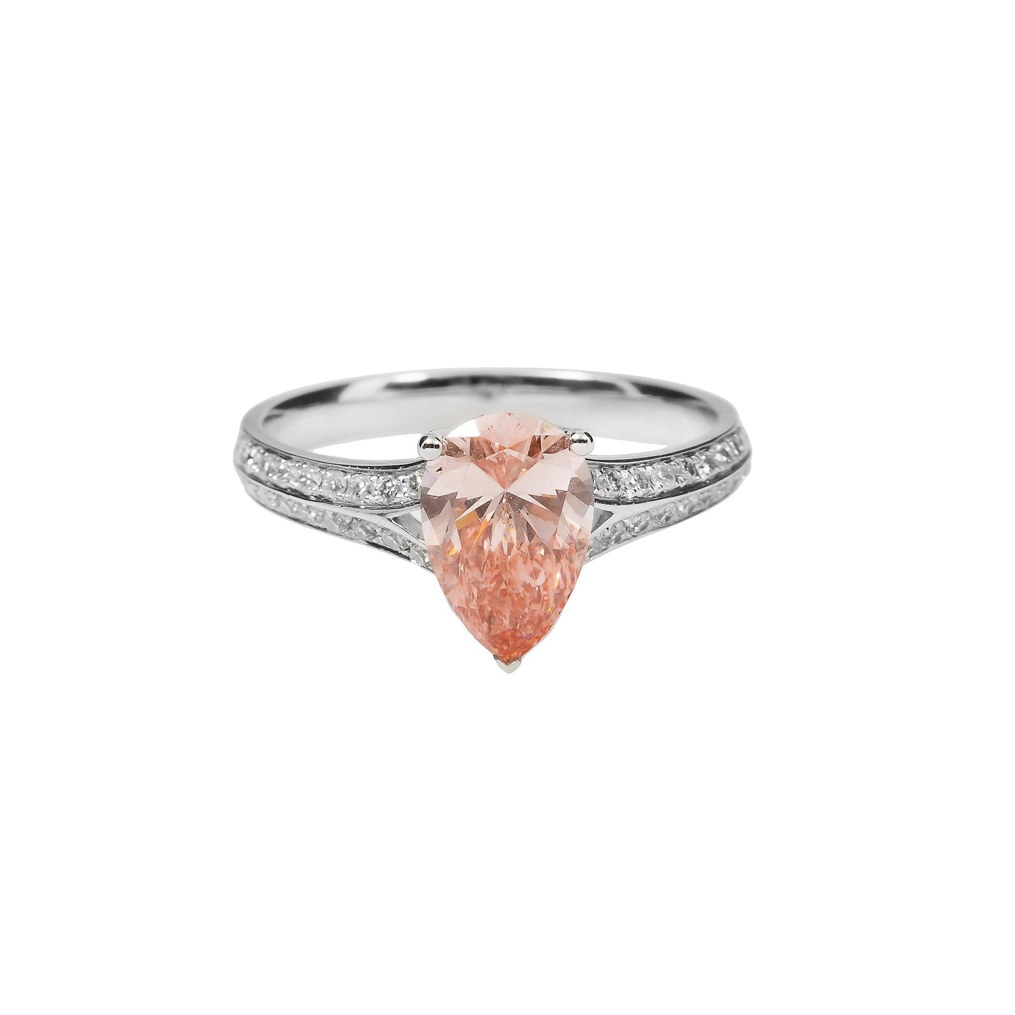 18K GOLD PINK LAB DIAMOND RING 1.79 CTW