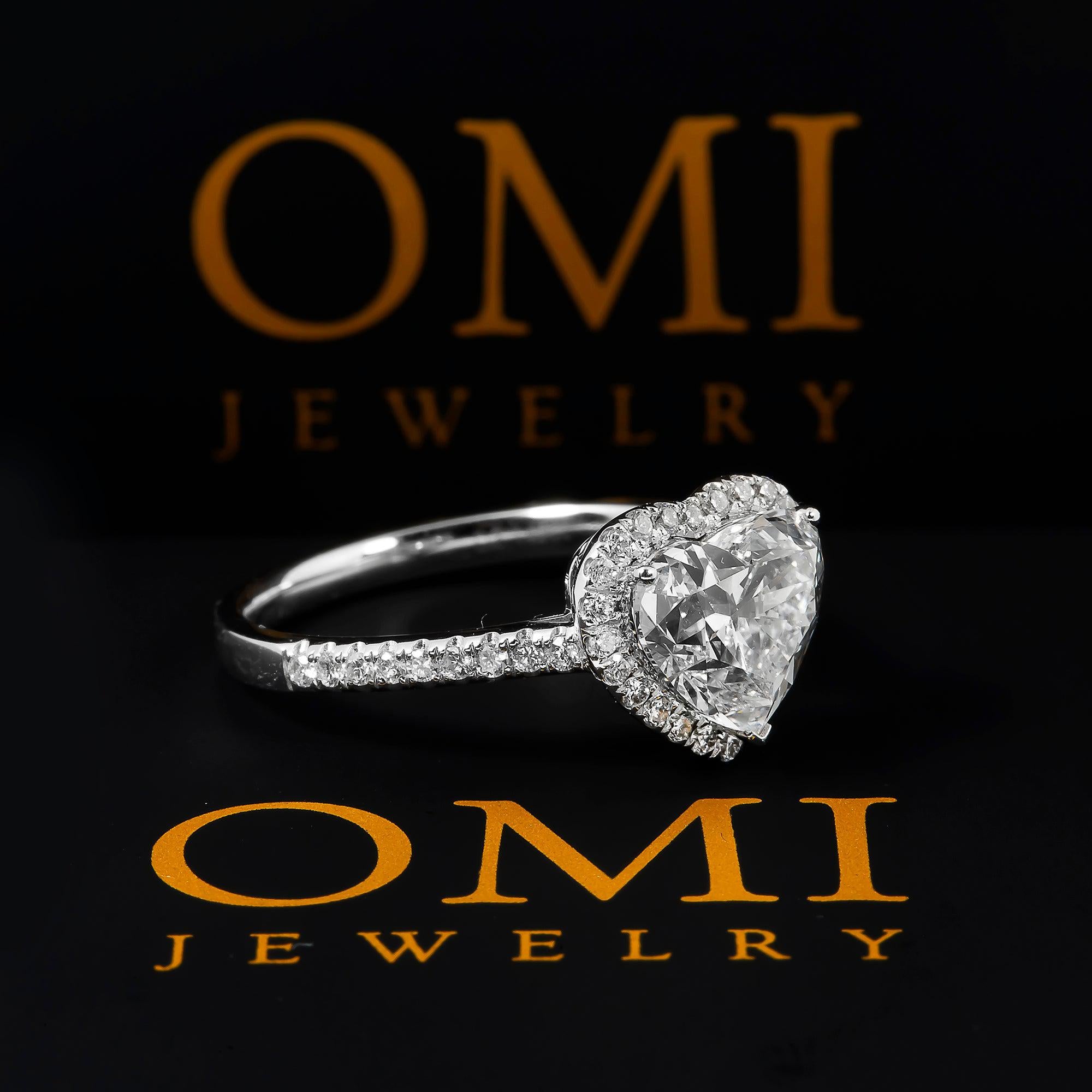 18K GOLD HALO LAB DIAMOND HEART RING 2.49 CTW