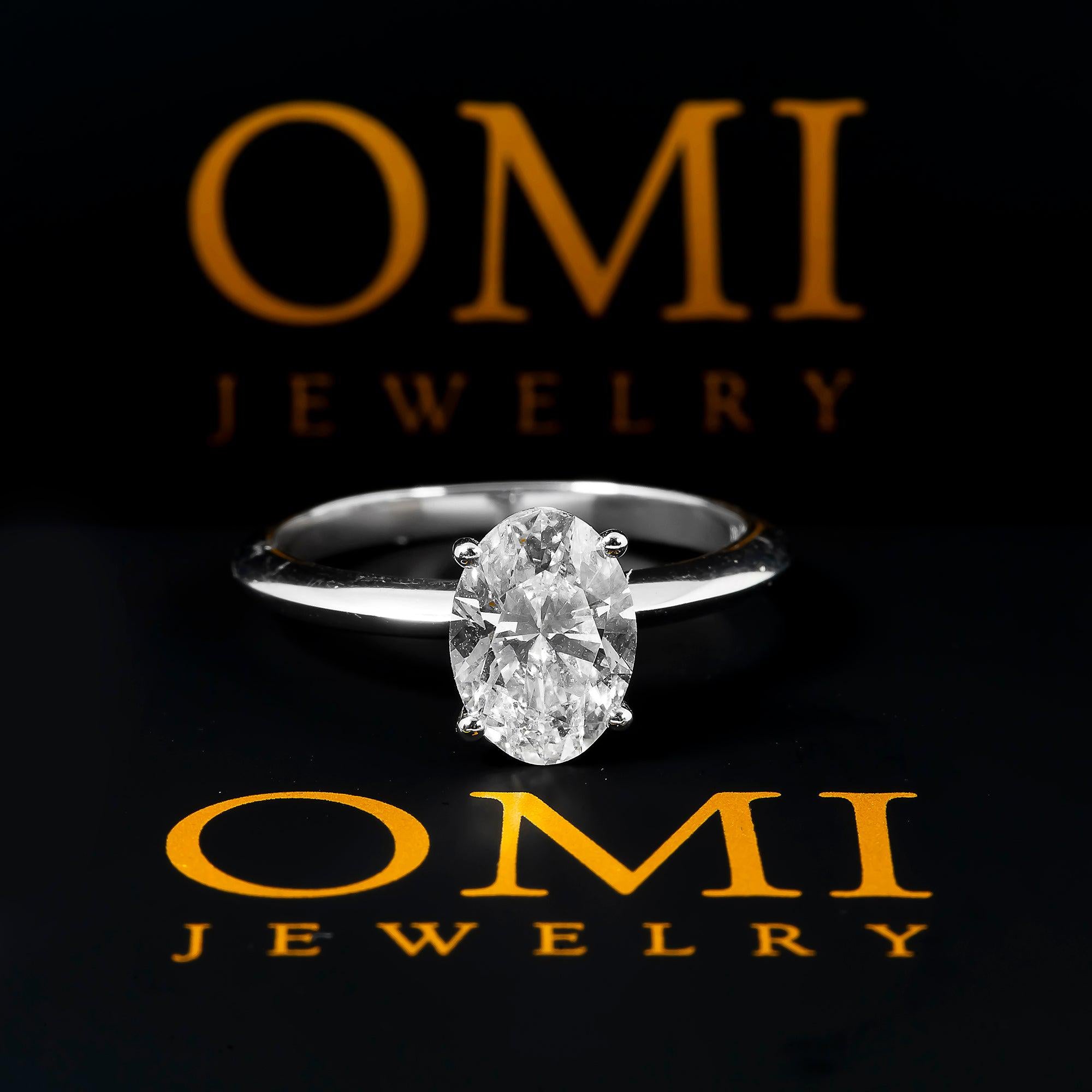 18K GOLD OVAL LAB DIAMOND RING 1.45 CT