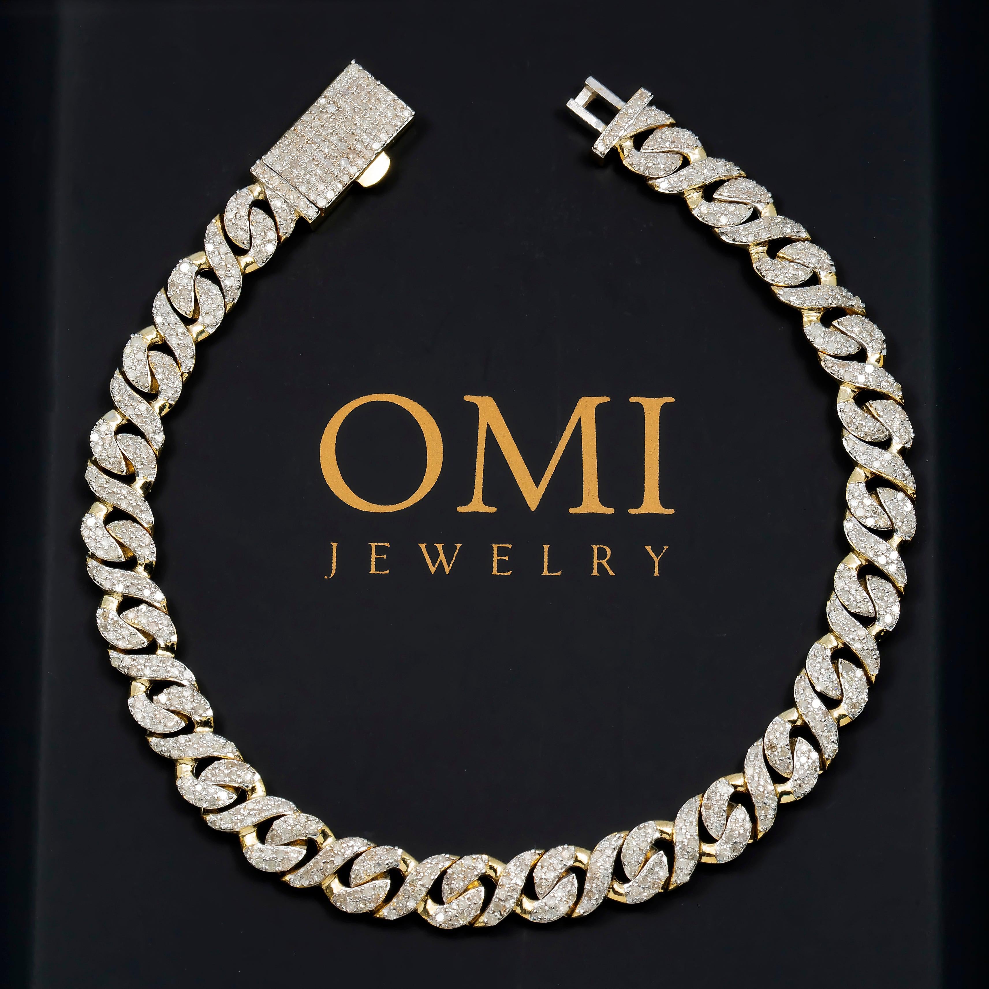 10K GOLD MIAMI CUBAN LINK BRACELET 2.80 CT DIAMONDS