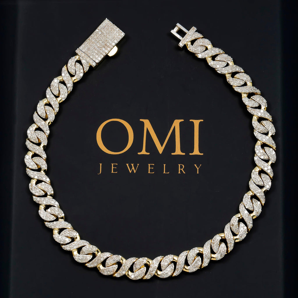 10K YELLOW GOLD DIAMOND MIAMI CUBAN LINK BRACELET 2.80 CT