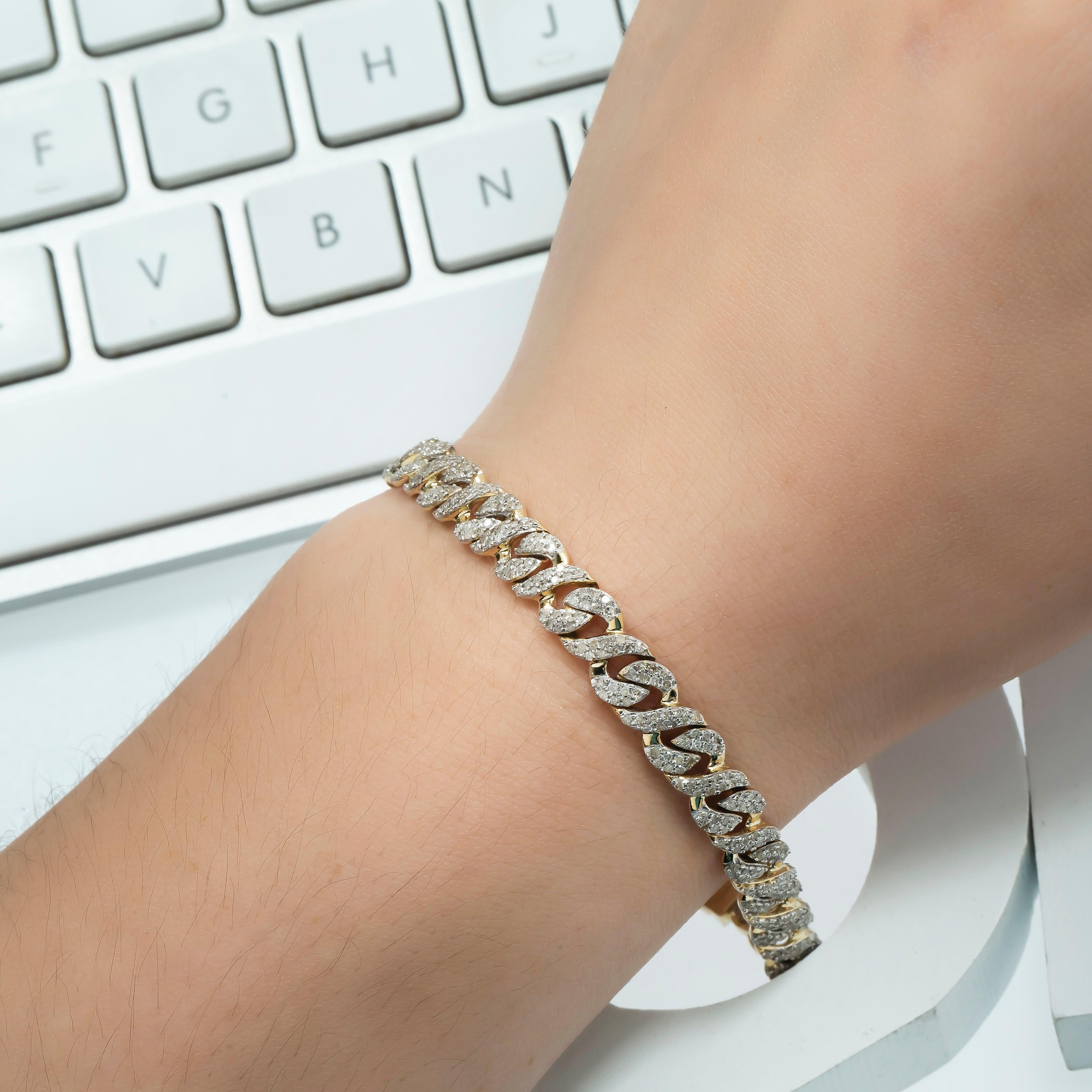 10K GOLD MIAMI CUBAN LINK BRACELET 2.80 CT DIAMONDS