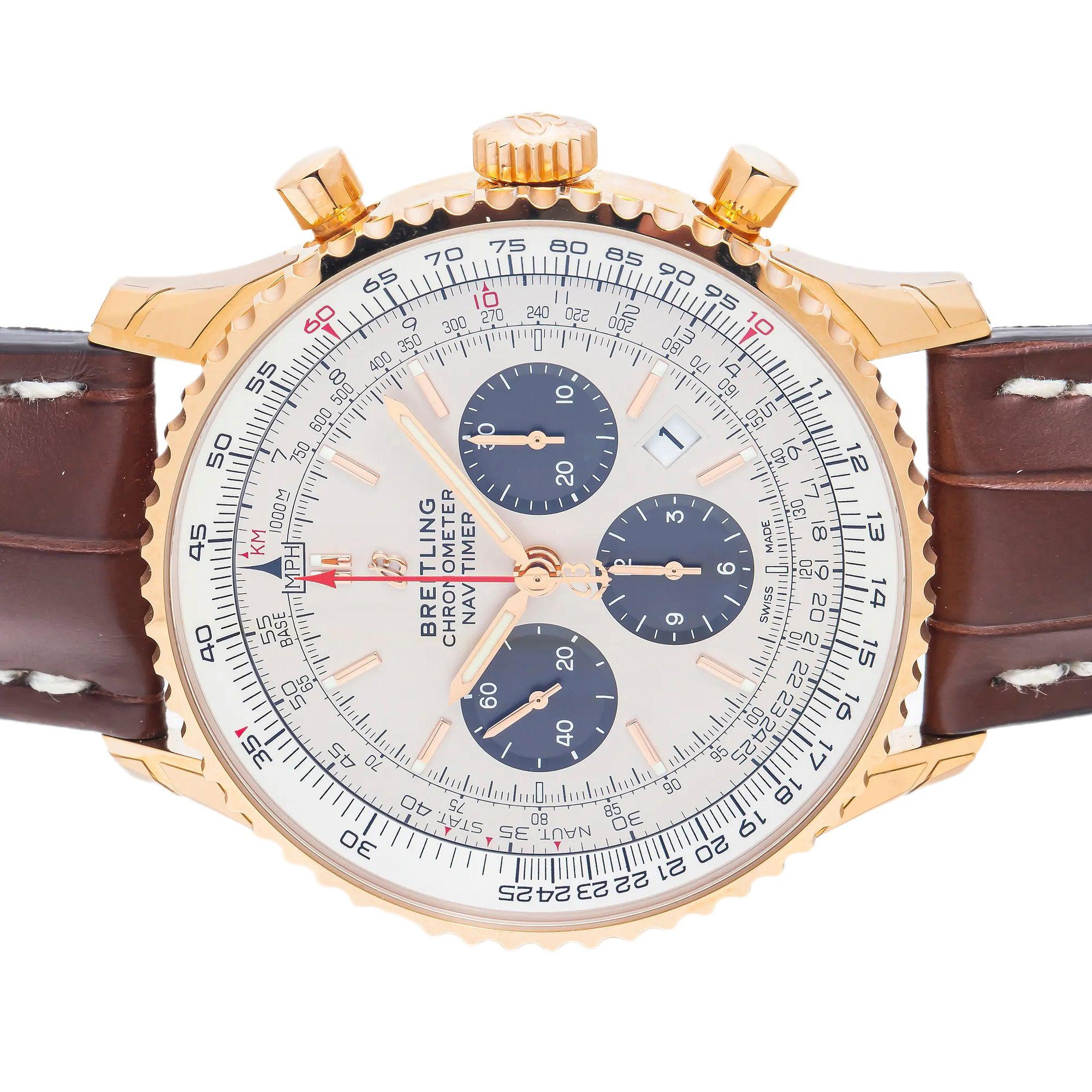 Breitling Navitimer RB0127121G1P1 46MM Silver Dial With Brown Leather Bracelet