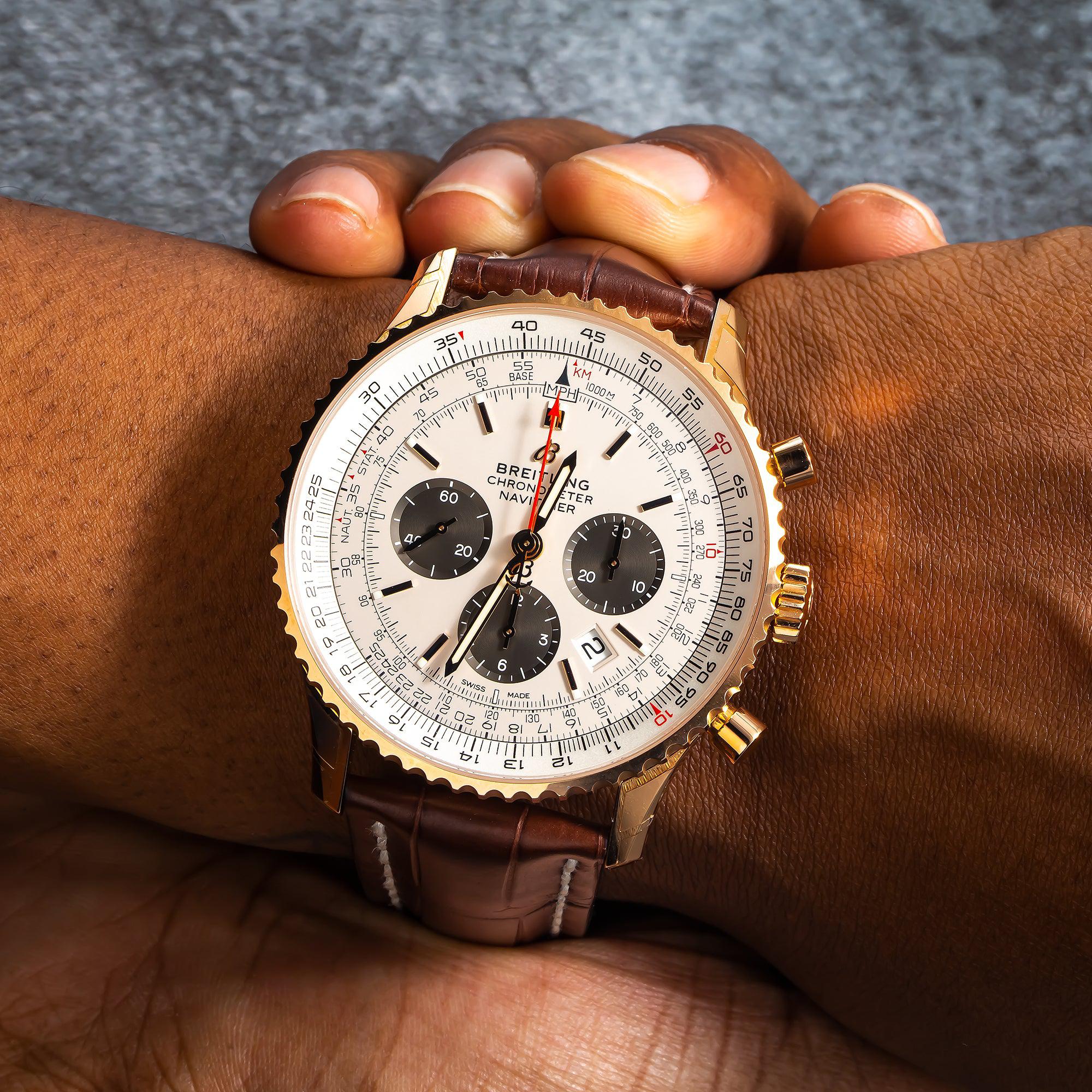 Breitling Navitimer RB0127121G1P1 46MM Silver Dial With Brown Leather Bracelet