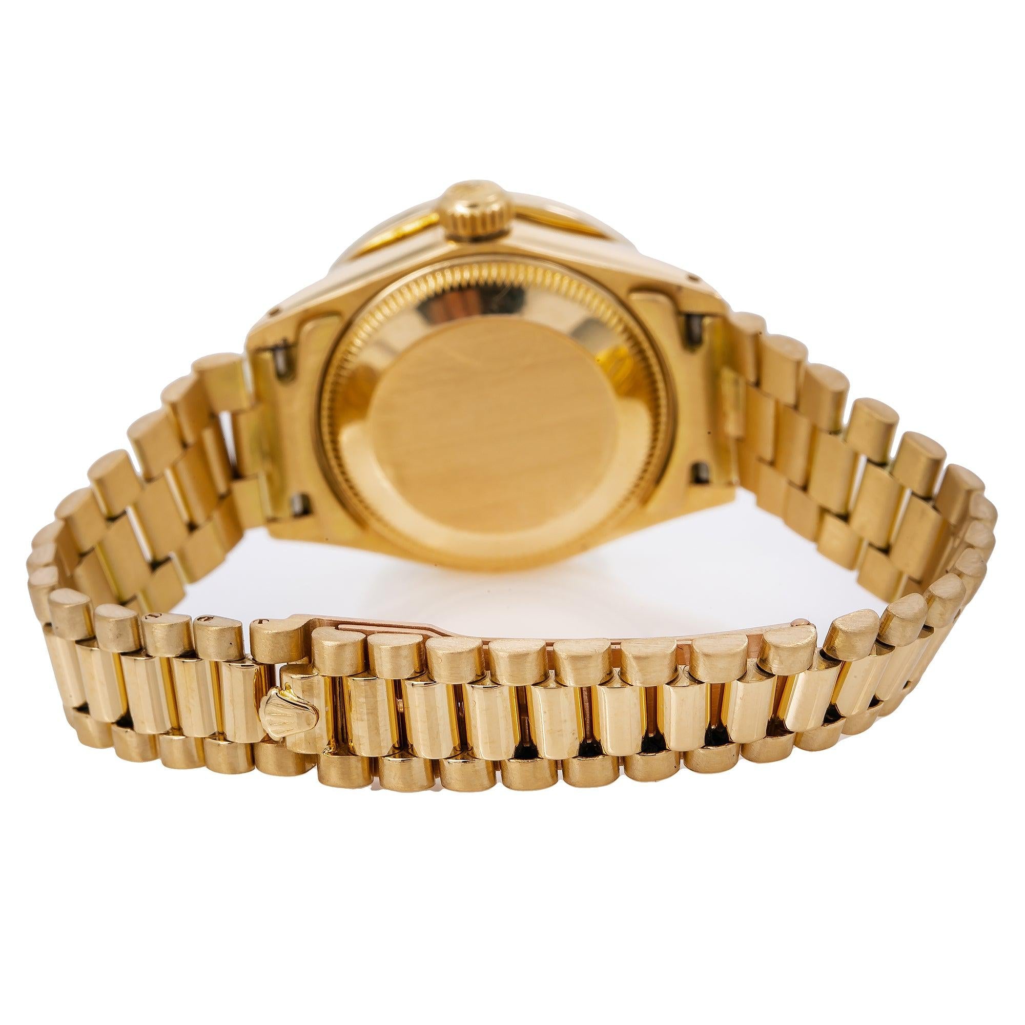 Rolex Datejust 26MM 69178 Black Mother of Pearl Diamond Dial Diamond Bezel 18K Yellow Gold President Bracelet