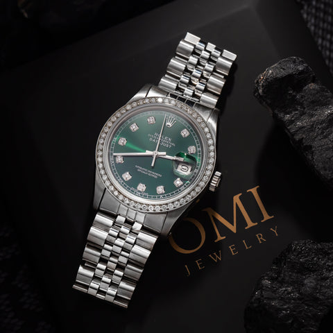 Rolex Datejust 1601 36MM Green Diamond Dial With Stainless Steel Jubilee Bracelet