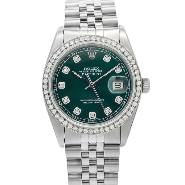 Rolex Datejust 1601 36MM Green Diamond Dial With Stainless Steel Jubilee Bracelet