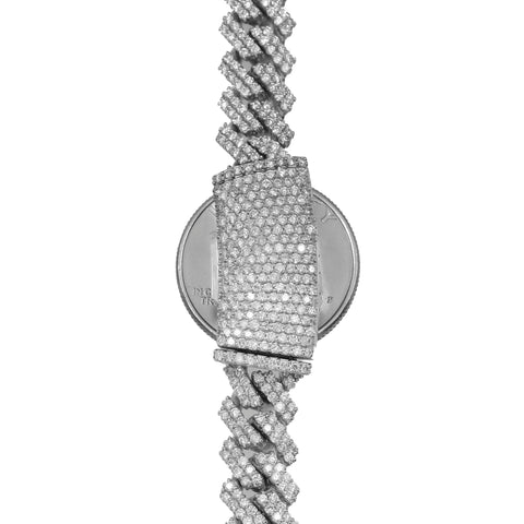 WHITE GOLD ROUND DIAMOND NEW YORK METS CUSTOM CUBAN CHAIN