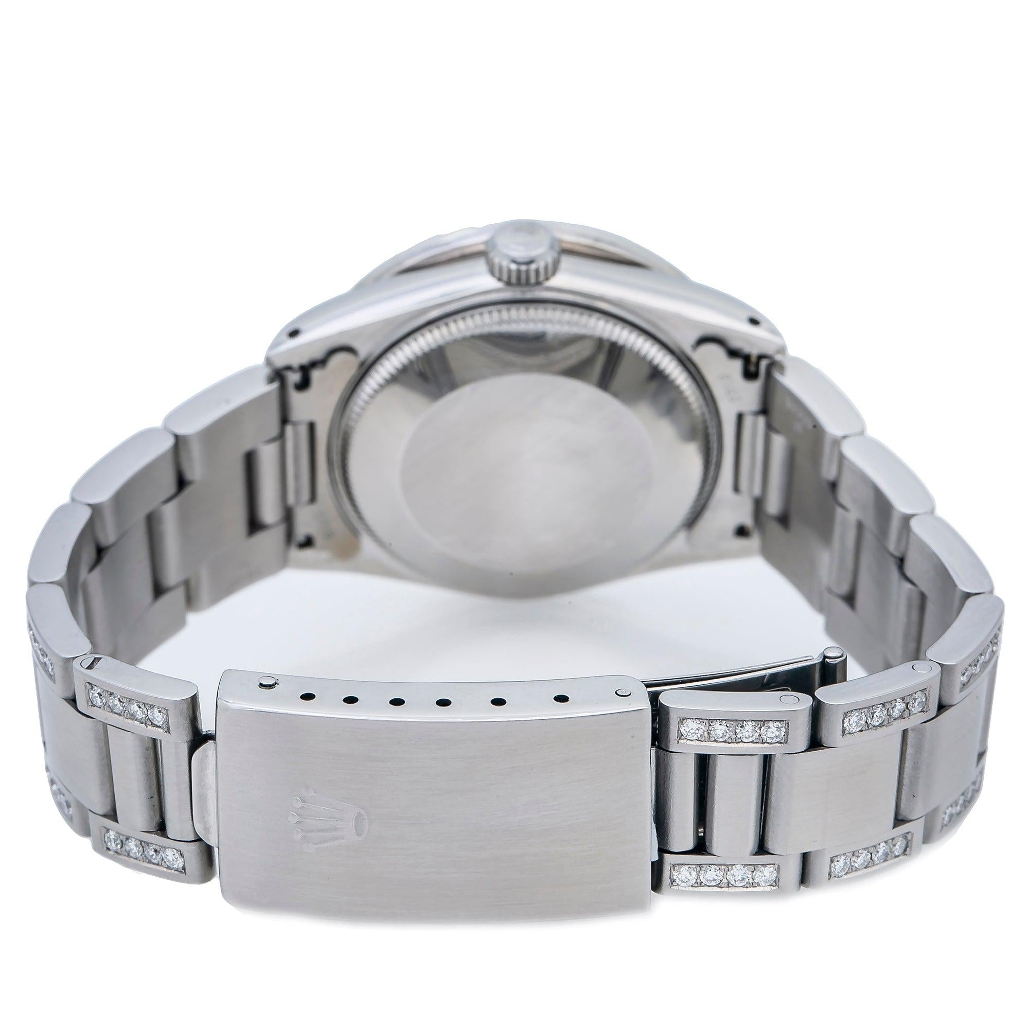 Rolex Datejust 31MM 78240 White Mother of Pearl Diamond Dial Diamond Bezel Stainless Steel Semi Diamond Oyster Bracelet 4.75ct