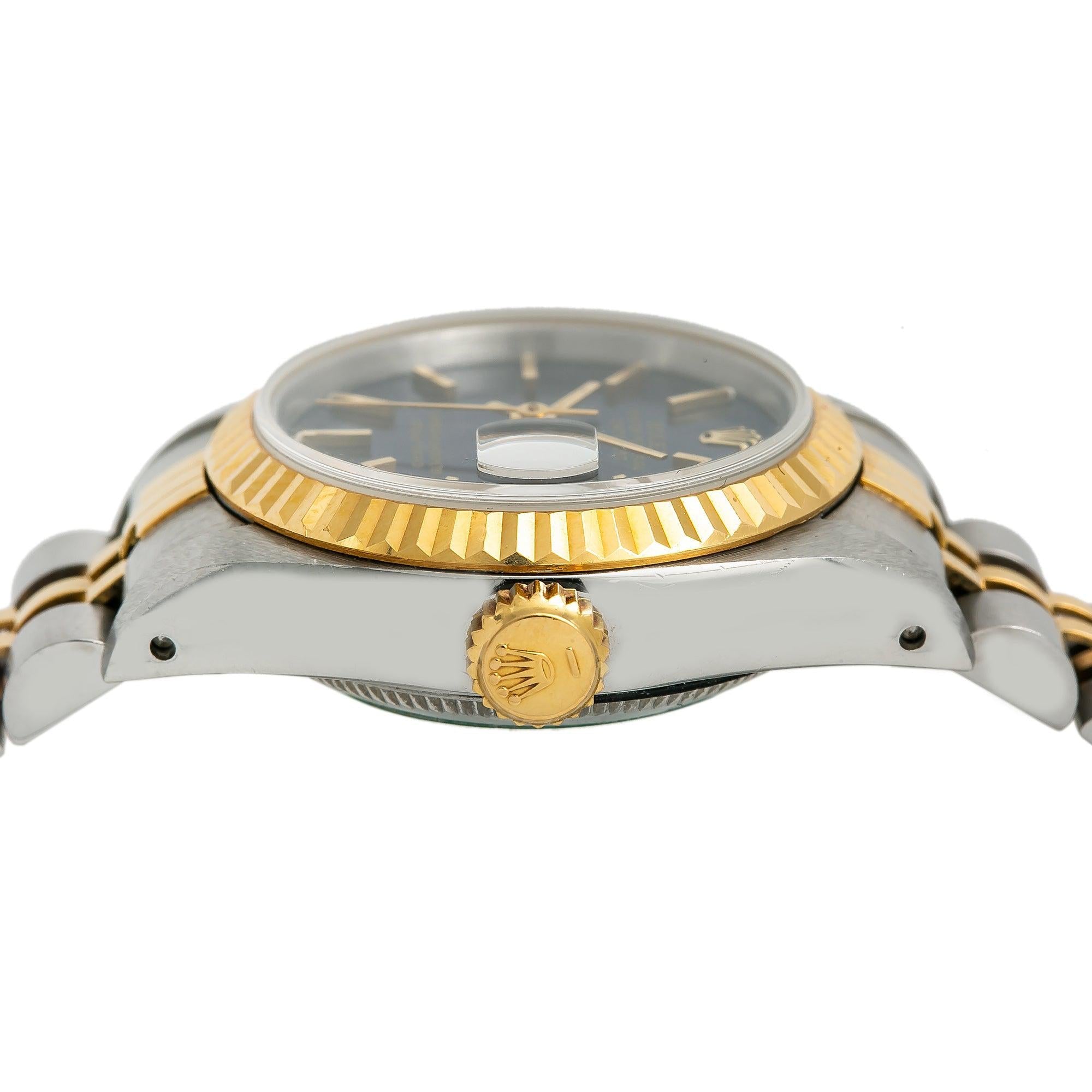 Rolex Datejust 26MM 6917 Blue Dial Fluted Bezel Two Tone Yellow Gold Jubilee Bracelet