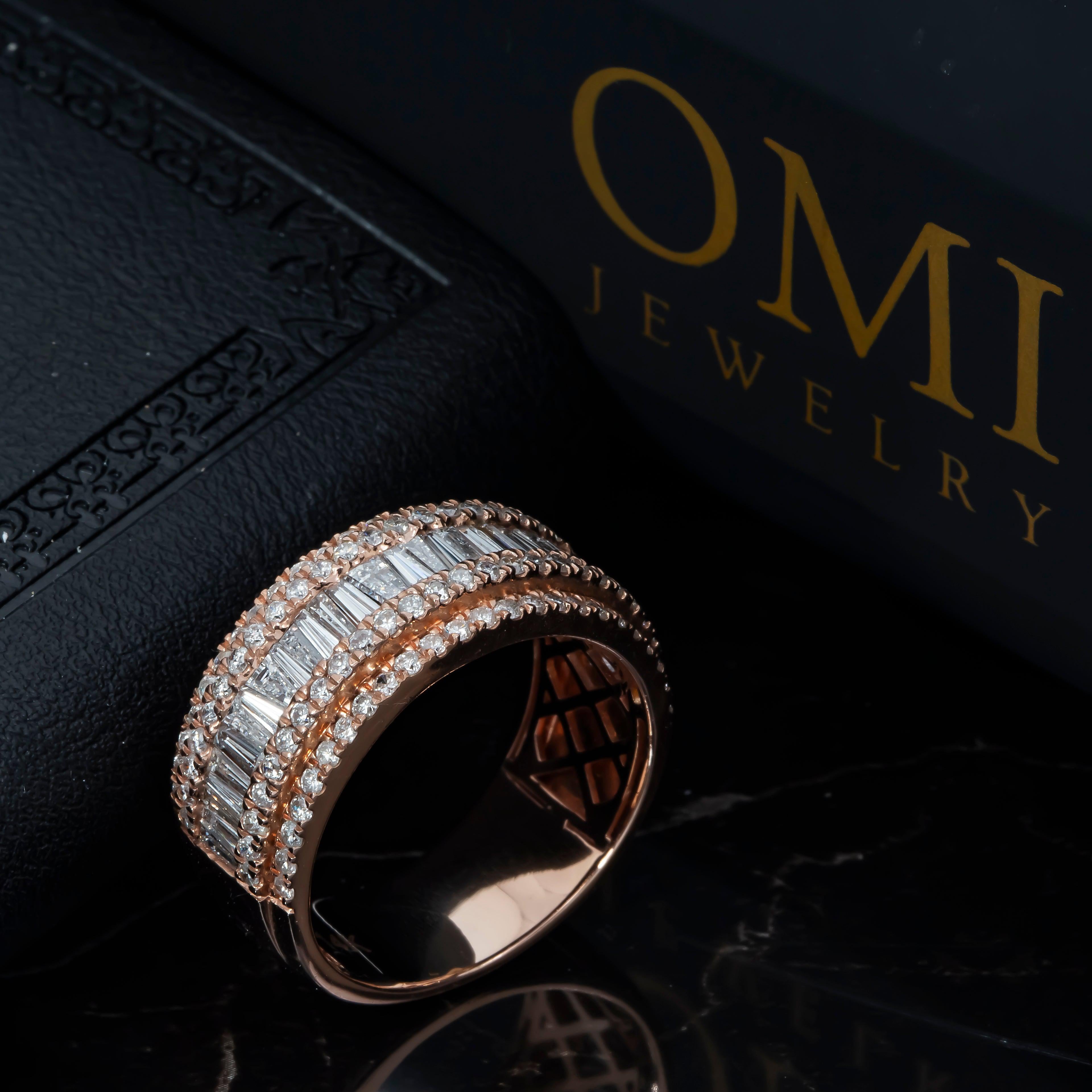 14K GOLD BAGUETTE AND ROUND DIAMOND STATEMENT RING 2.72 CT