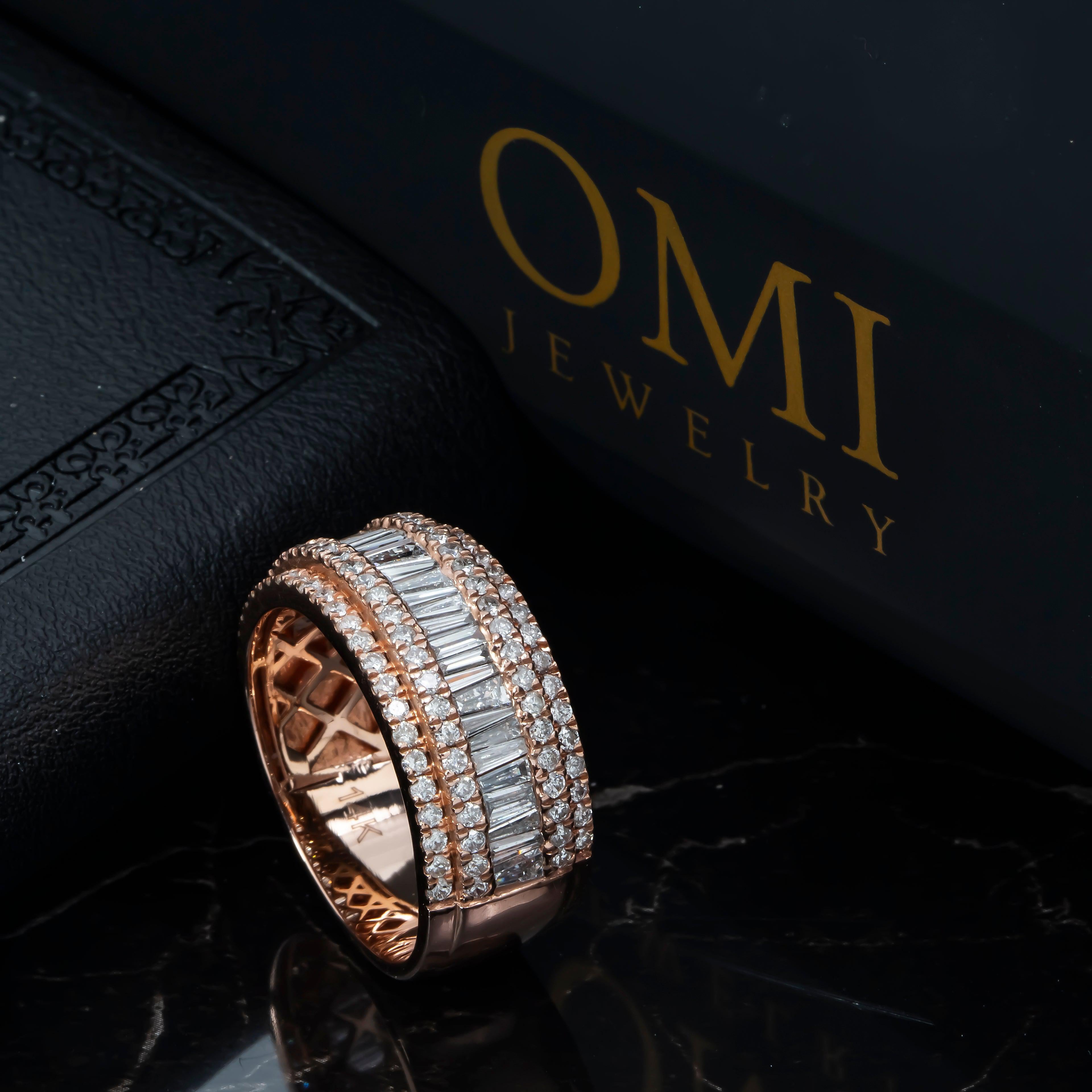 14K GOLD BAGUETTE AND ROUND DIAMOND STATEMENT RING 2.72 CT