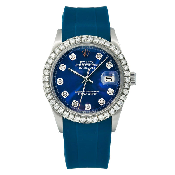 Rolex Datejust 1601 36MM Blue Diamond Dial With Diamond Bezel