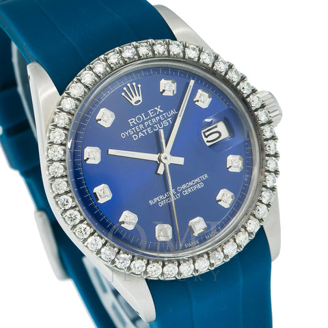 Rolex Datejust 1601 36MM Blue Diamond Dial With Diamond Bezel