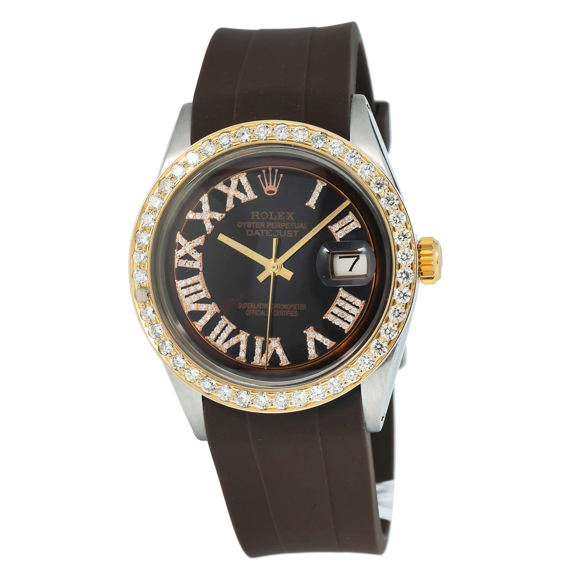 Rolex Datejust 36MM 1601 Chocolate Roman Dial Diamond Bezel Brown
