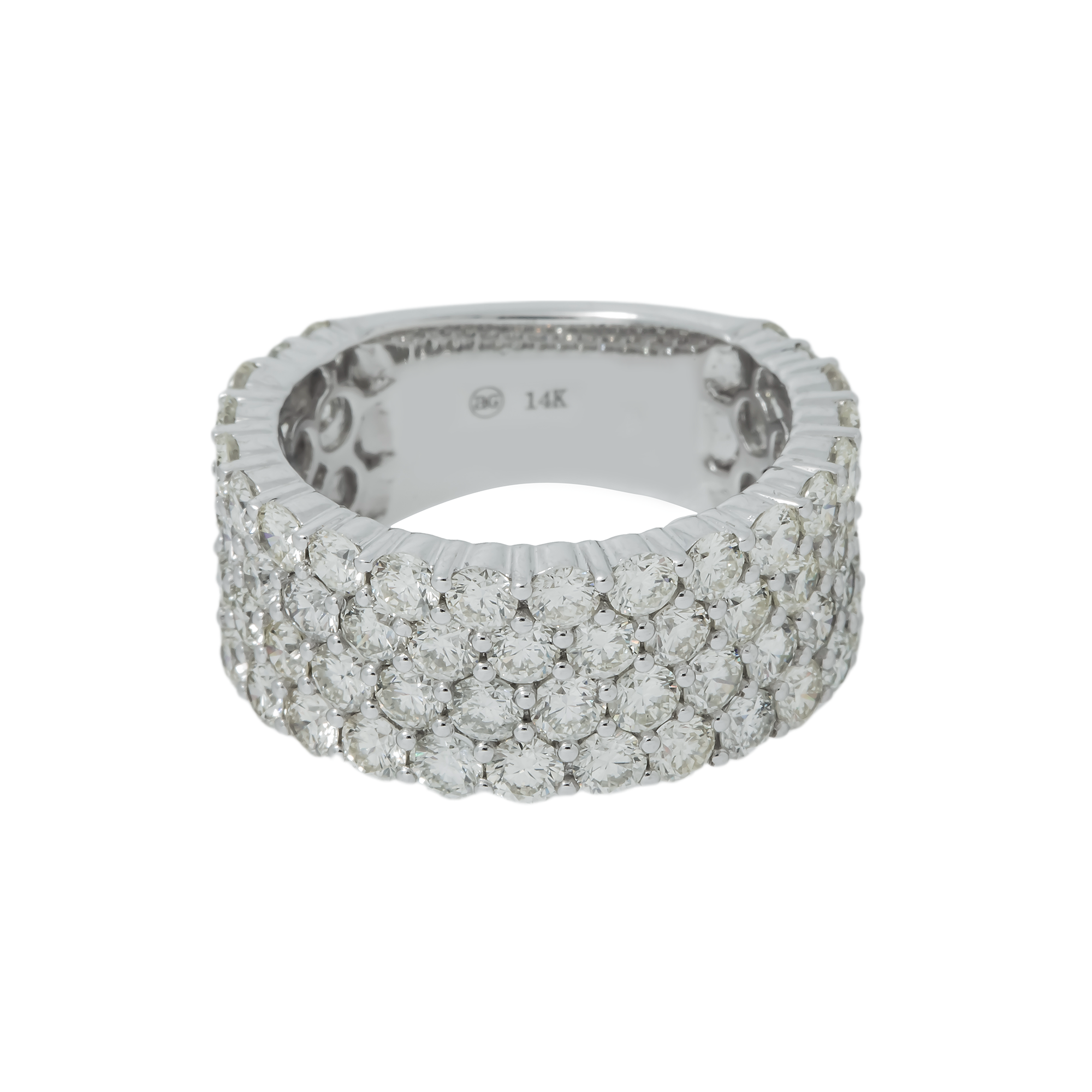 14K GOLD ROUND DIAMOND CLUSTER BAND STATEMENT RING 7.00 CT