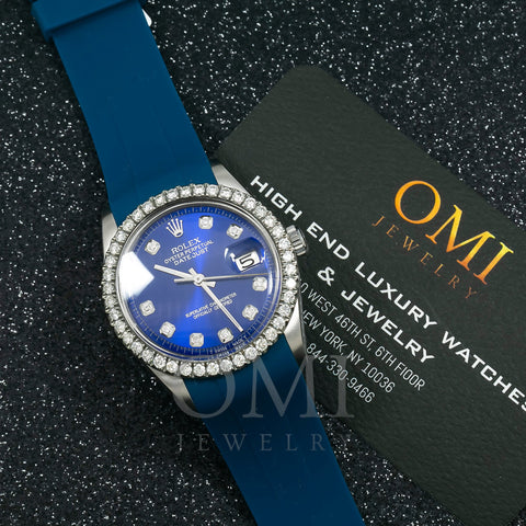 Rolex Datejust 1601 36MM Blue Diamond Dial With Diamond Bezel