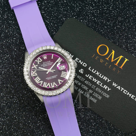 Rolex Datejust 36MM Purple Diamond Dial With Diamond Bezel