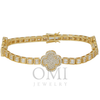 10K GOLD TWO TONE ROUND AND BAGUETTE DIAMONDS CLOVER BRACELET 3.50 CT