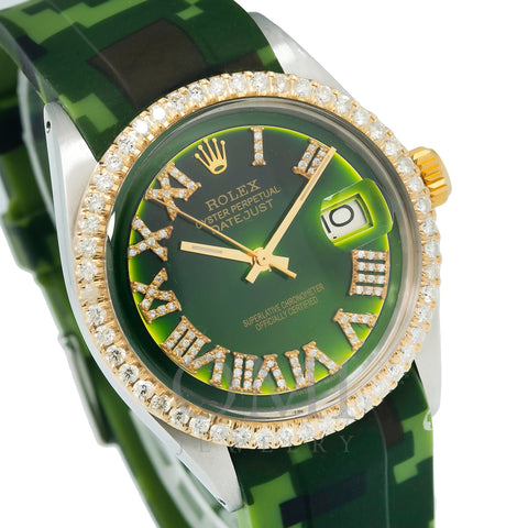 Rolex Datejust 1601 36MM Green Diamond Dial With Diamond Bezel