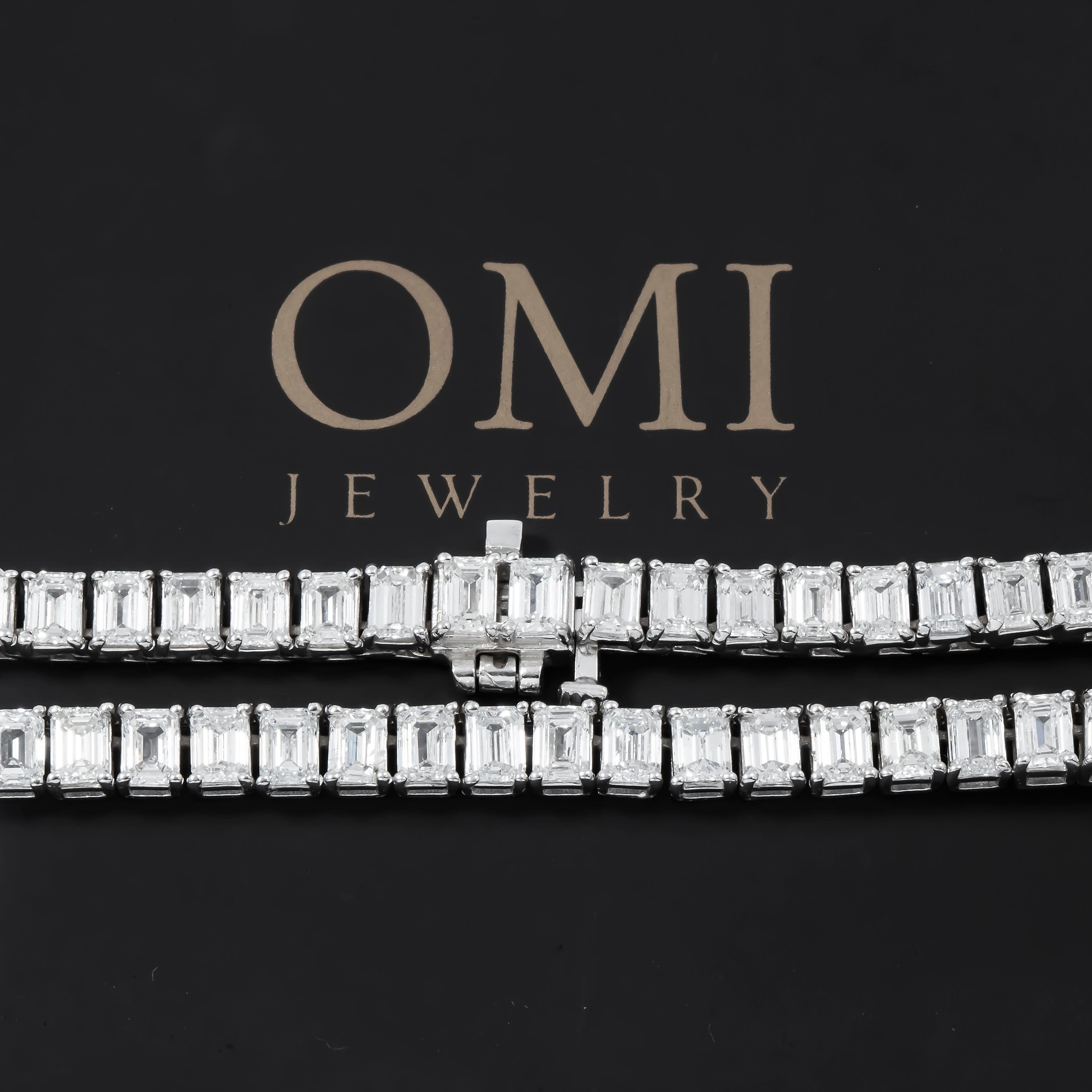 14K GOLD EMERALD DIAMOND TENNIS CHAIN 32.15 CT
