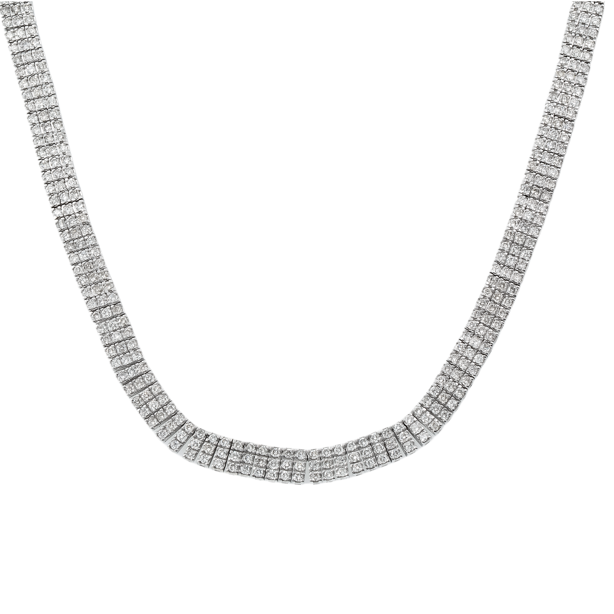 14K GOLD 7MM ROUND DIAMOND MULTIROW TENNIS CHAIN 17.00 CT