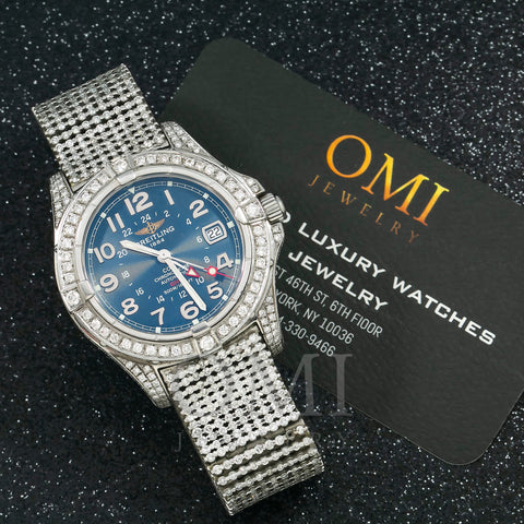 Breitling Colt GMT A32350 41MM Blue Dial With Diamond Bezel And Bracelet