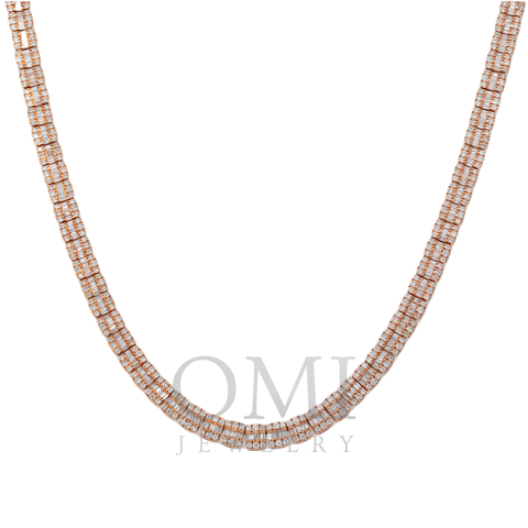 10K GOLD 5MM BAGUETTE AND ROUND DIAMOND CHAIN 10.64 CT