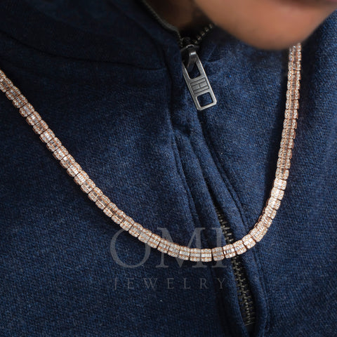 10K GOLD 5MM BAGUETTE AND ROUND DIAMOND CHAIN 10.64 CT