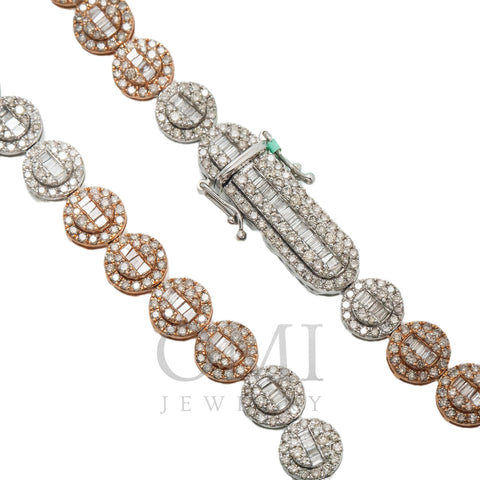 10K GOLD BAGUETTE AND ROUND CLUSTER DIAMOND TWO TONE CHAIN 17.88 CT