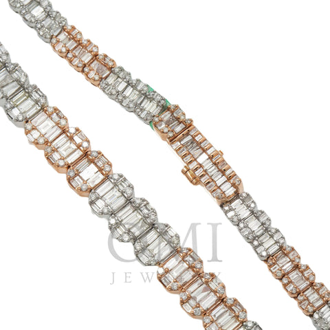 14K GOLD BAGUETTE AND ROUND DIAMOND TWO TONE CHAIN 25.05 CT