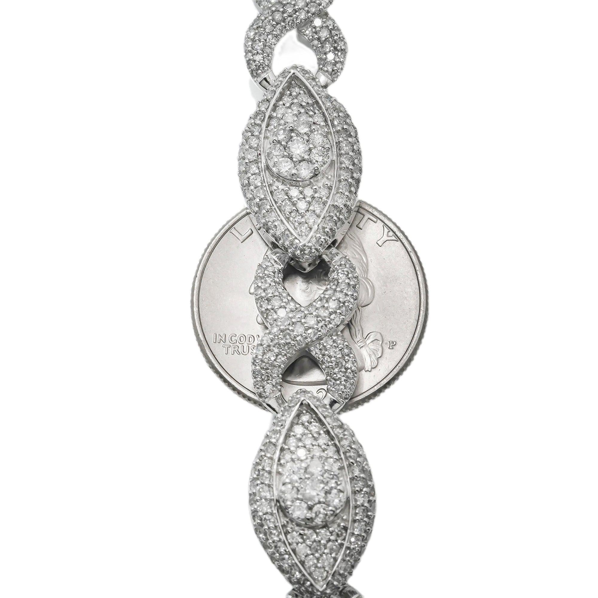 10K GOLD BAGUETTE DIAMOND 22" INFINITY EYE CHAIN 26.74 CT