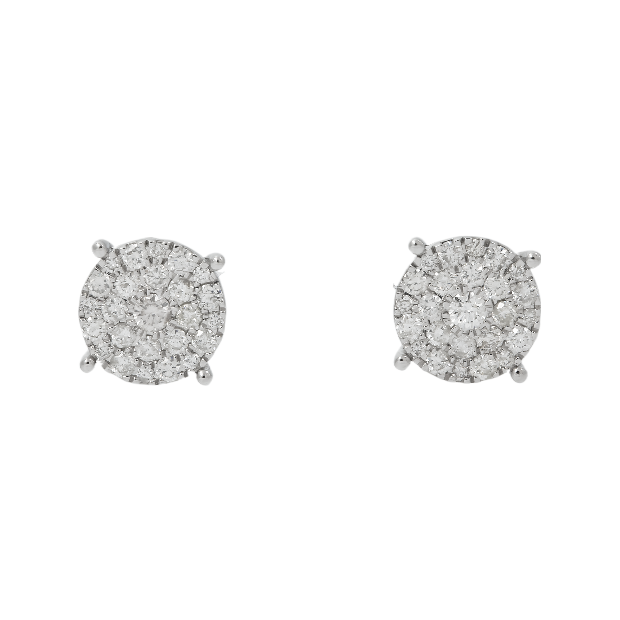 10K GOLD ROUND DIAMOND CLUSTER EARRINGS 1.27 CTW