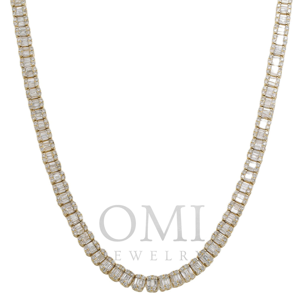 10K GOLD BAGUETTE AND ROUND DIAMOND TENNIS CHAIN 15.80 CT