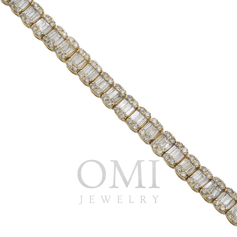 10K GOLD BAGUETTE AND ROUND DIAMOND TENNIS CHAIN 15.80 CT