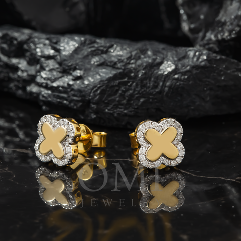 10K GOLD ROUND DIAMOND LETTER X SHAPE EARRINGS 0.27 CTW