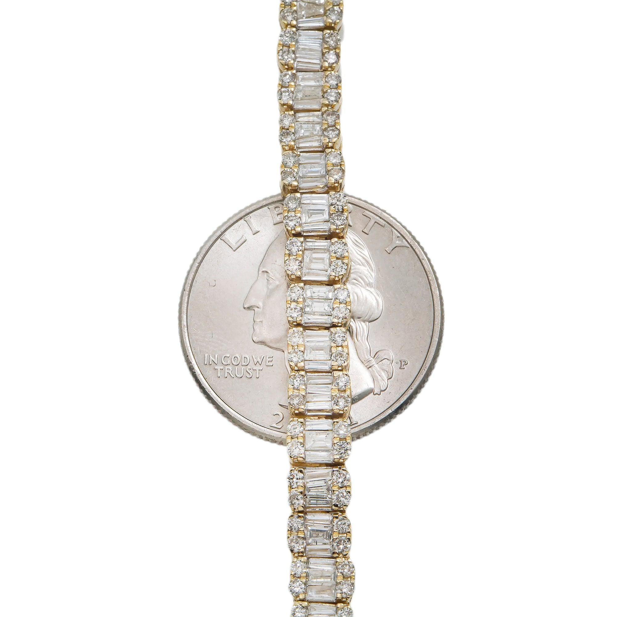 10K GOLD BAGUETTE AND ROUND DIAMOND TENNIS CHAIN 15.80 CT