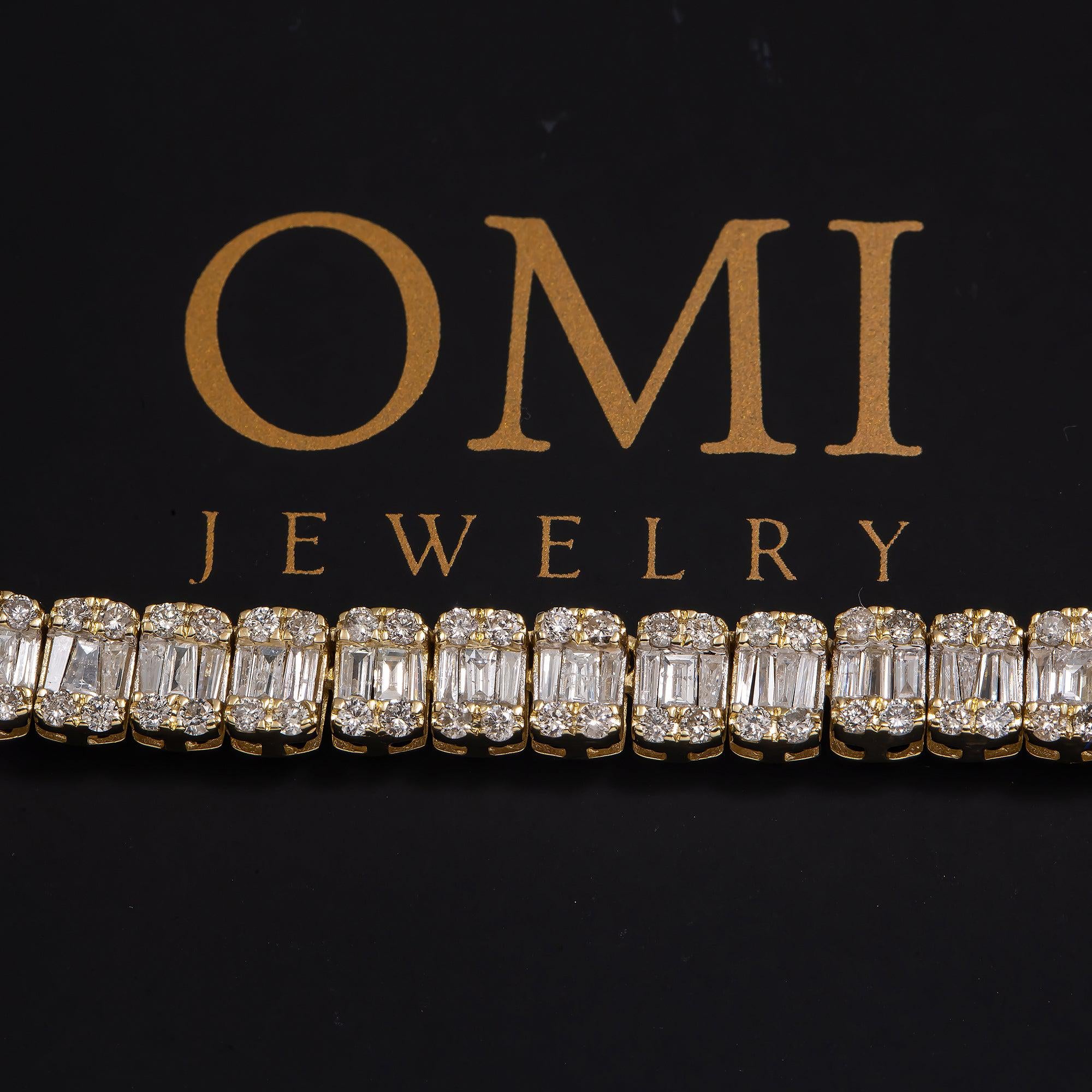 10K GOLD BAGUETTE AND ROUND DIAMOND TENNIS CHAIN 15.80 CT