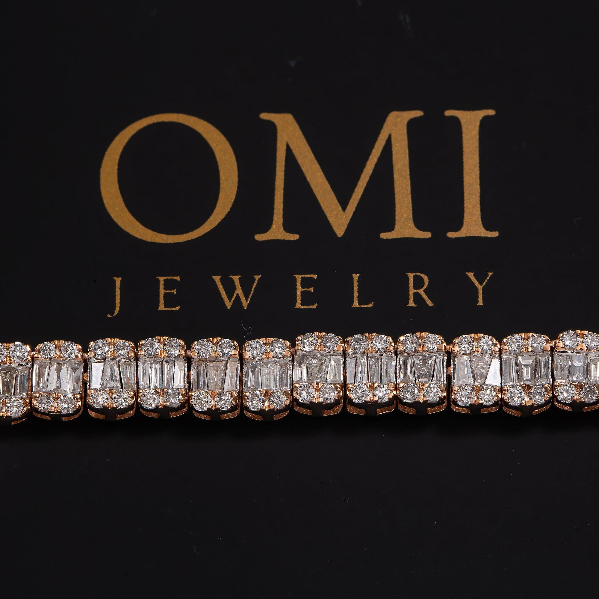 10K GOLD BAGUETTE AND ROUND DIAMOND TENNIS CHAIN 15.80 CT