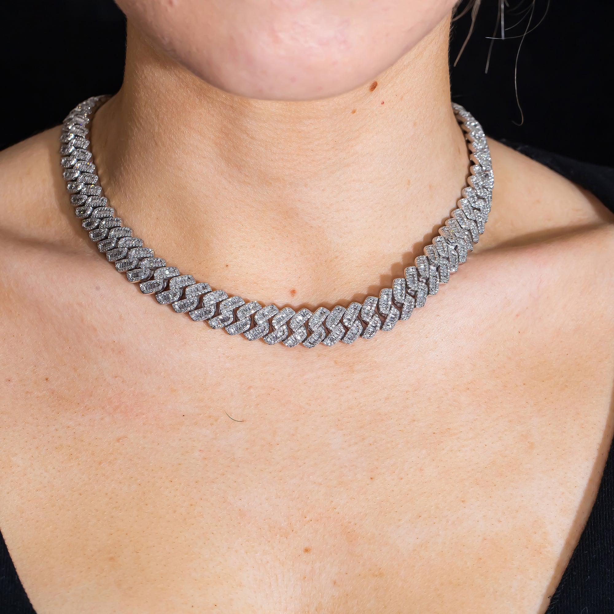 10K GOLD DIAMOND 17"/10MM  CUBAN LINK CHAIN 12.25 CT